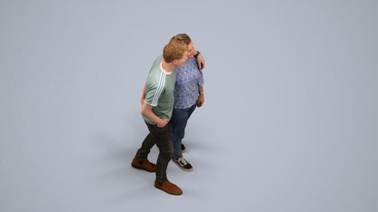3D human model woman casual couple, photogrammetry scanned person for archviz, back view render