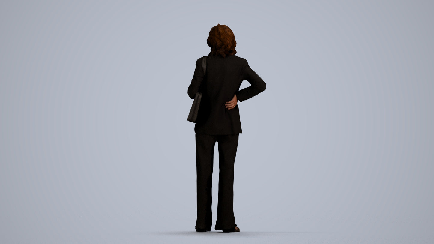 scanned 3D senior woman business, photogrammetry people for Enscape and V-Ray, front view render