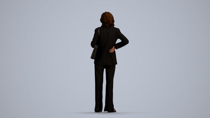 scanned 3D senior woman business, photogrammetry people for Enscape and V-Ray, front view render