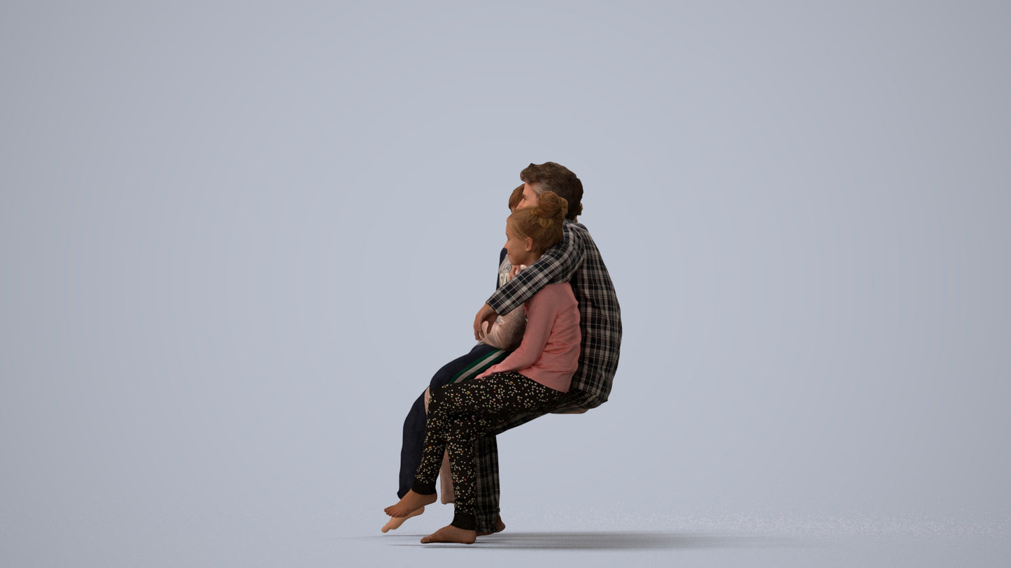 photogrammetry 3D girl casual kids, realistic human model archviz FBX, three-quarter view render