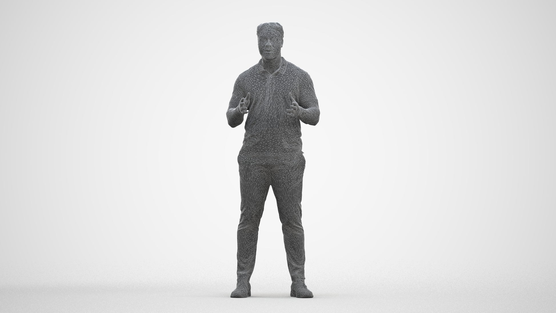 3D scanned man standing casual, photorealistic archviz people for Enscape and SketchUp, three-quarter front view render