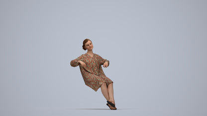 3D scanned girl kids casual, photorealistic archviz people for Enscape and SketchUp, top-down view render