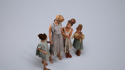 scanned 3D girl casual kids, photogrammetry people for Enscape and V-Ray, back view render