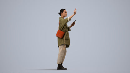 3D people model woman casual standing, scanned human for 3ds Max rendering, side view render