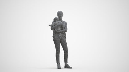 realistic 3D people woman casual kids, render-ready for V-Ray and Corona, FBX OBJ, three-quarter front view render