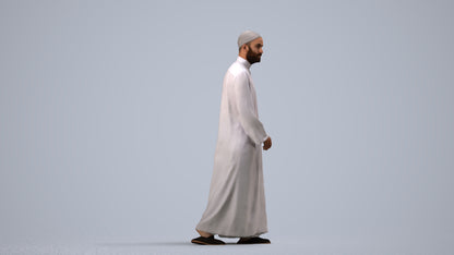 3D people model man walking, scanned human for 3ds Max rendering, side view render