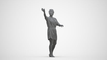 realistic 3D woman casual standing, scanned archviz people for Blender and 3ds Max, three-quarter front view render