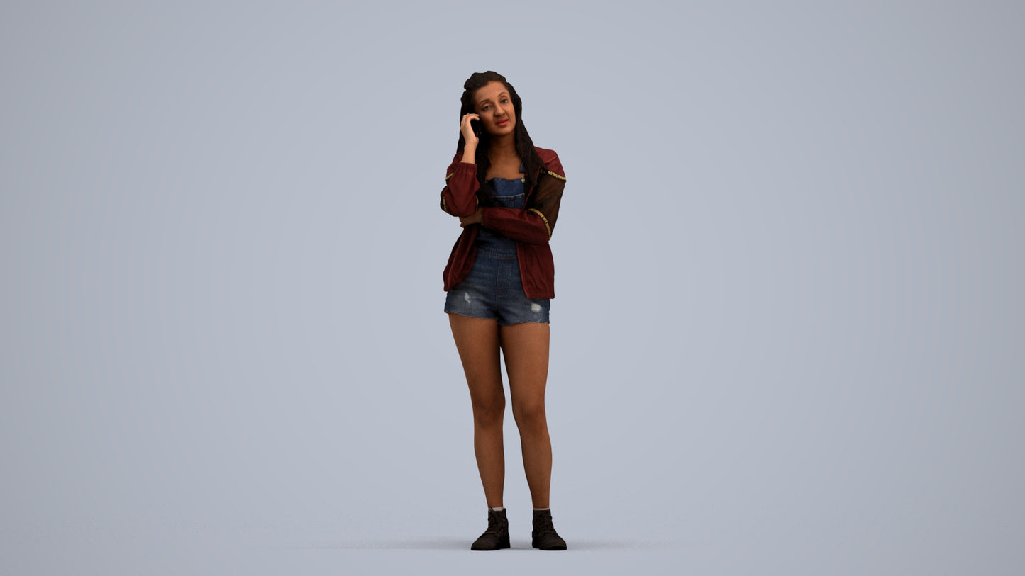 realistic 3D woman casual standing, scanned archviz people for Blender and 3ds Max, standing pose render
