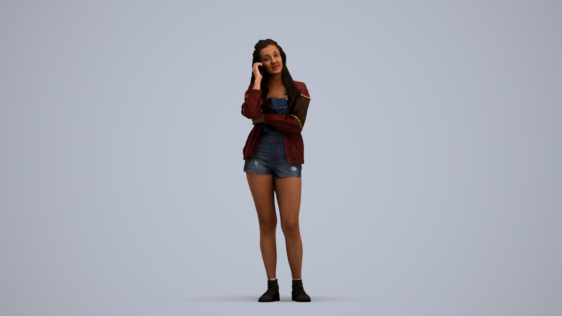 realistic 3D woman casual standing, scanned archviz people for Blender and 3ds Max, standing pose render