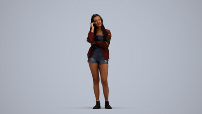 realistic 3D woman casual standing, scanned archviz people for Blender and 3ds Max, standing pose render