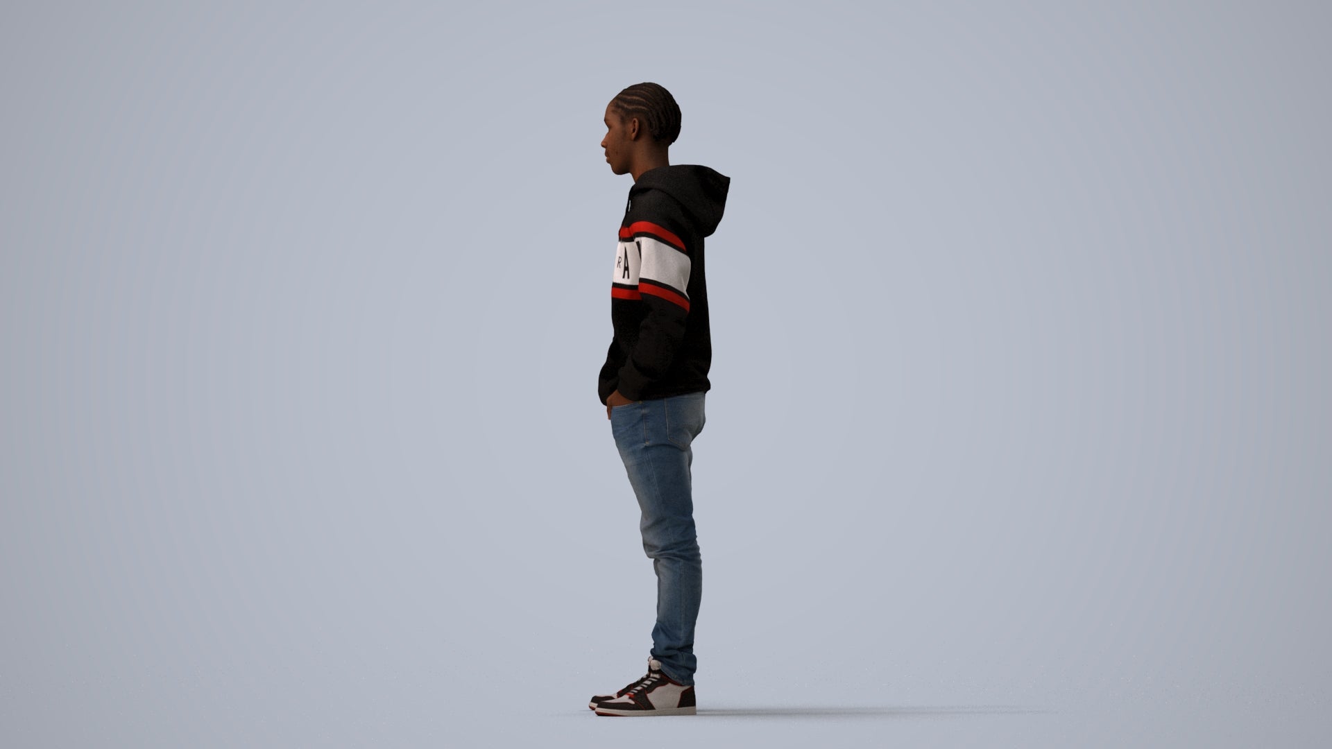 3D people model boy casual kids, scanned human for 3ds Max rendering, three-quarter view render