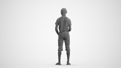 photogrammetry 3D boy casual kids, realistic human model archviz FBX, wireframe front view