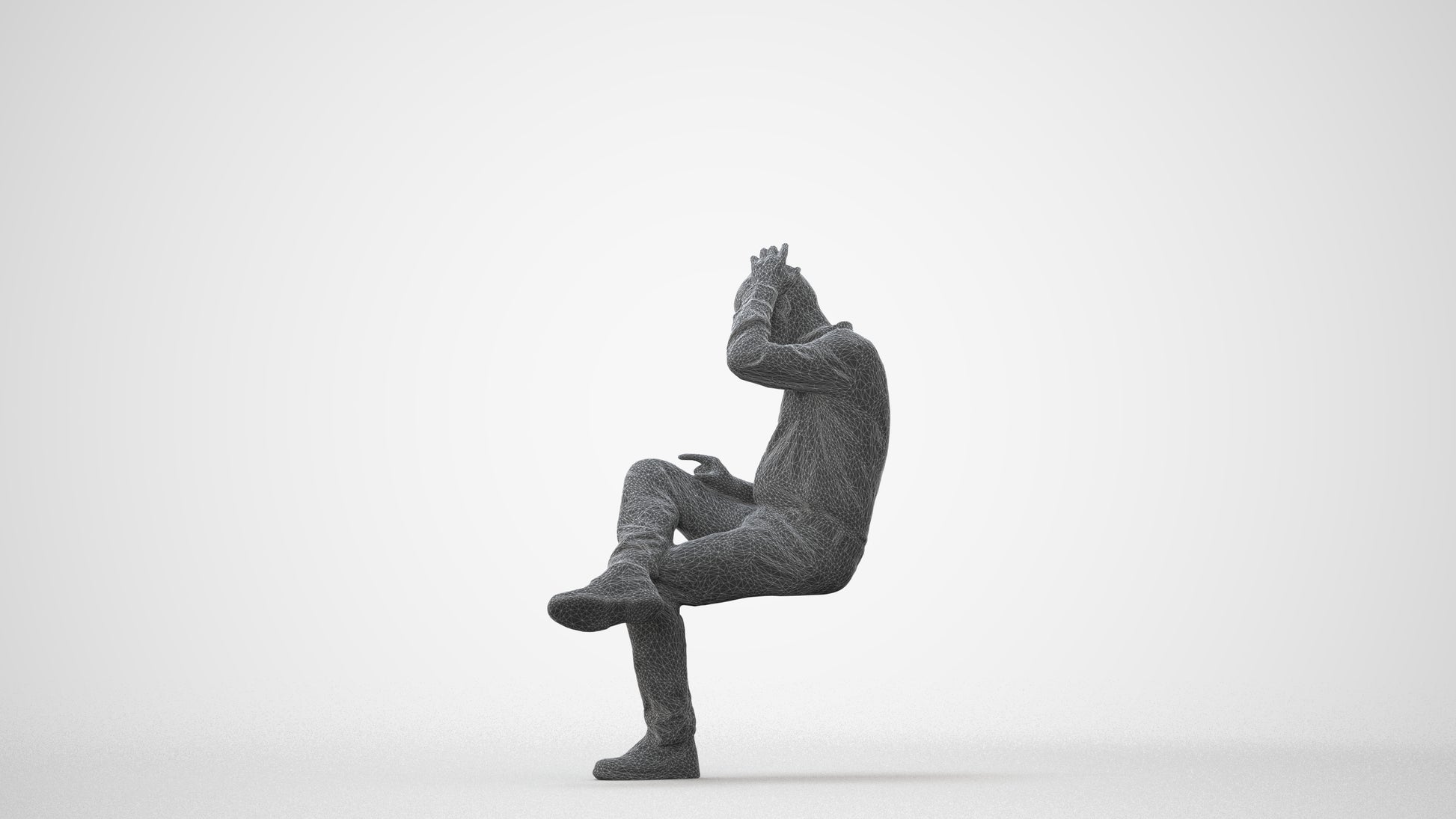 photogrammetry 3D senior man casual sitting, realistic human model archviz FBX, square thumbnail