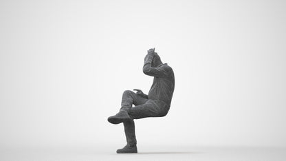photogrammetry 3D senior man casual sitting, realistic human model archviz FBX, square thumbnail