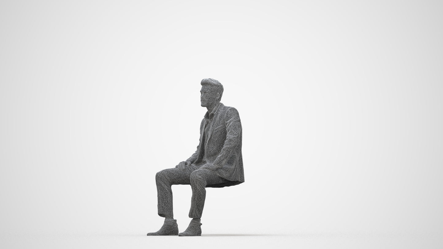 realistic 3D man business pool, scanned archviz people for Blender and 3ds Max, wireframe back view
