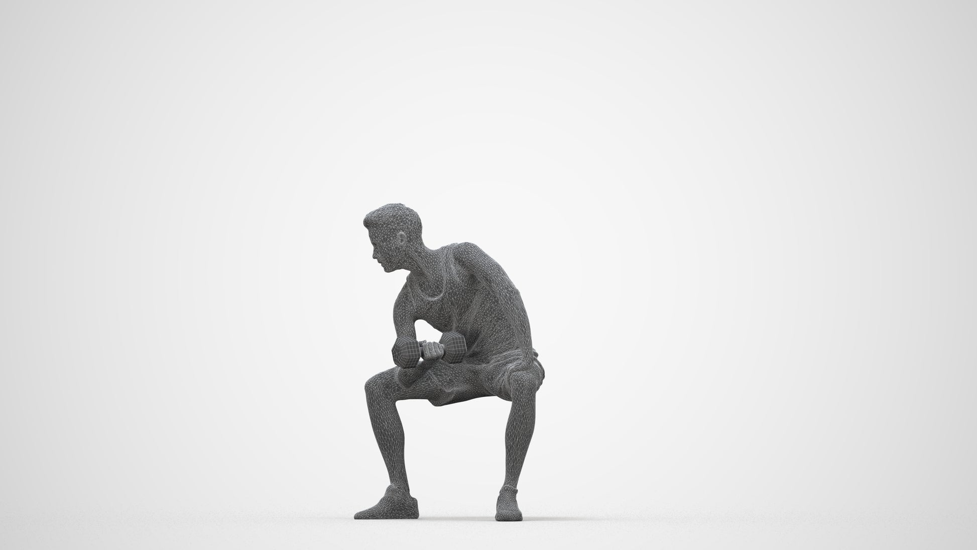 realistic 3D human man sport, archviz people FBX OBJ for Blender, wireframe back view