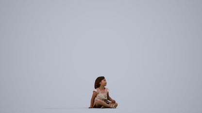3D human model girl casual kids, photogrammetry scanned person for archviz, side view render