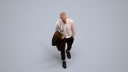 photogrammetry 3D man business walking, realistic human model archviz FBX, back view render
