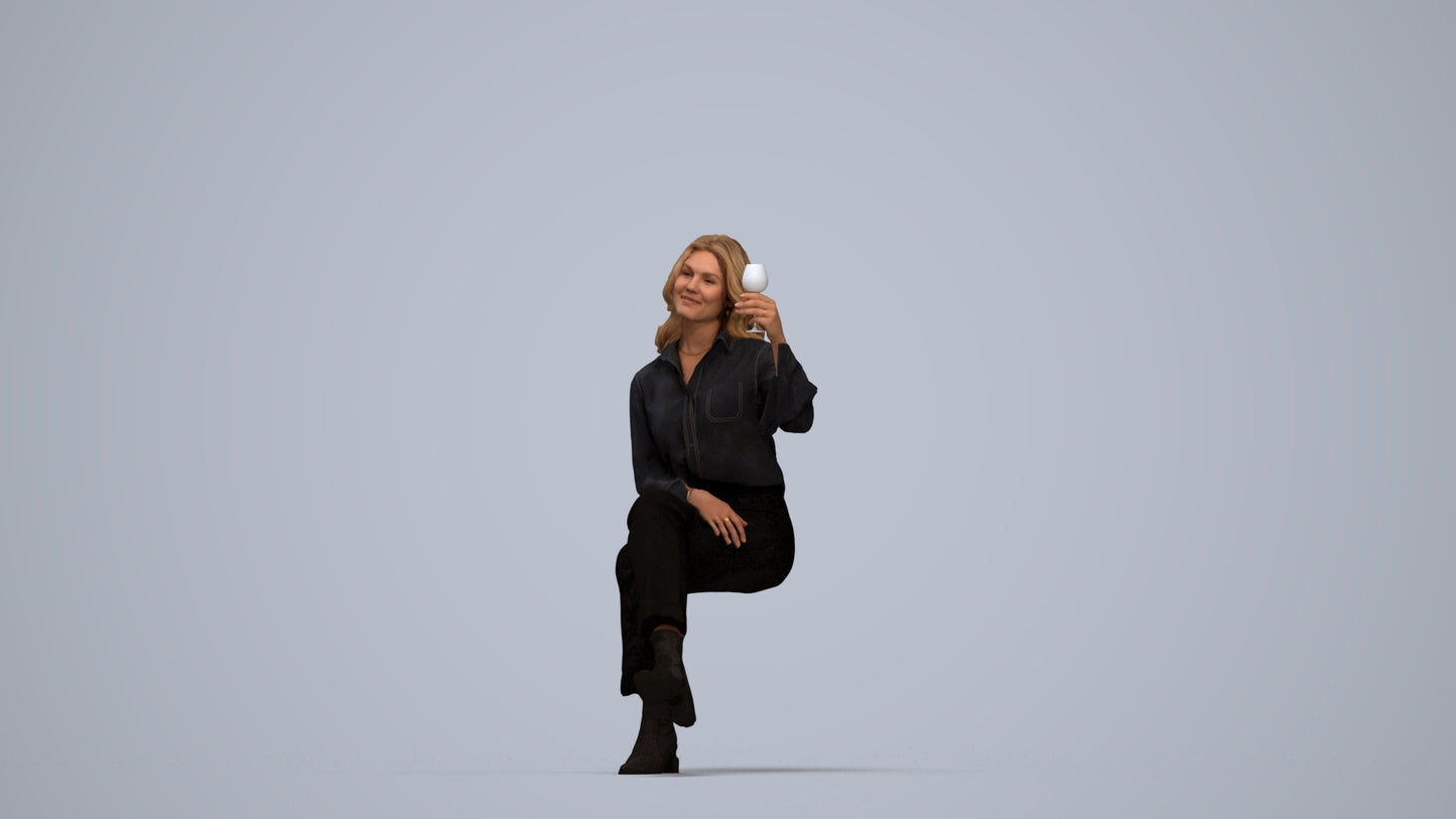 realistic 3D people woman casual formalaffairs, render-ready for V-Ray and Corona, FBX OBJ, top-down view render