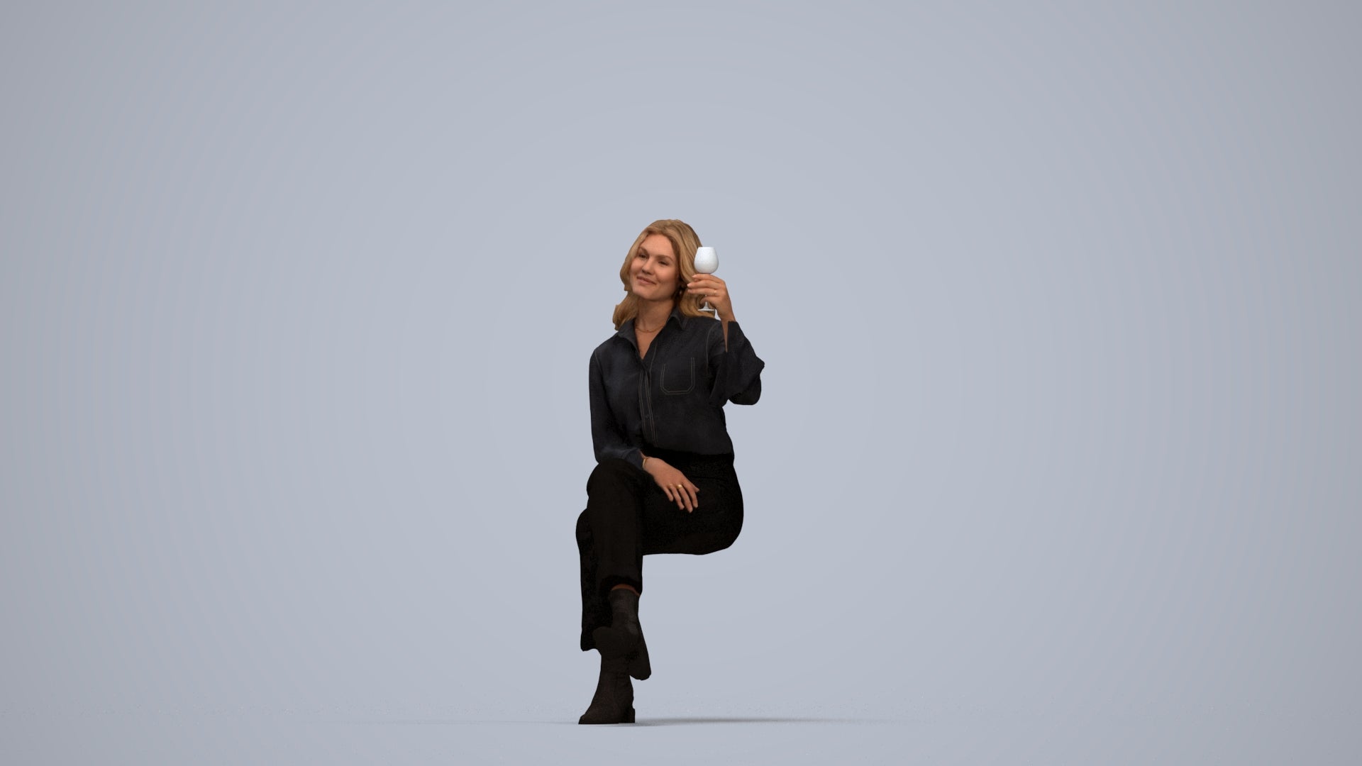 realistic 3D people woman casual formalaffairs, render-ready for V-Ray and Corona, FBX OBJ, top-down view render