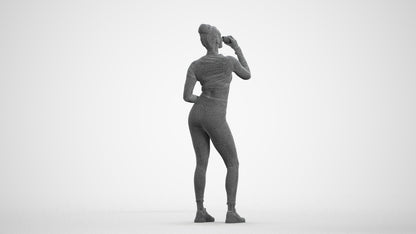 realistic 3D woman sport, scanned archviz people for Blender and 3ds Max, wireframe front view