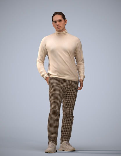 3D scanned man standing casual, photorealistic archviz people for Enscape and SketchUp