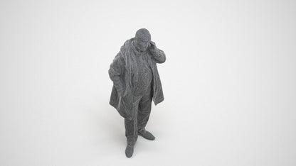 realistic 3D people senior man business standing, render-ready for V-Ray and Corona, FBX OBJ, wireframe three-quarter view