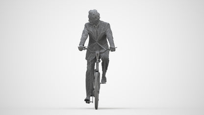 scanned 3D man business cycling, photogrammetry people for Enscape and V-Ray, wireframe back view