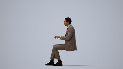 realistic 3D human man business, archviz people FBX OBJ for Blender, three-quarter view render