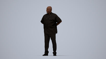 scanned 3D man hospitality, photogrammetry people for Enscape and V-Ray, top-down view render
