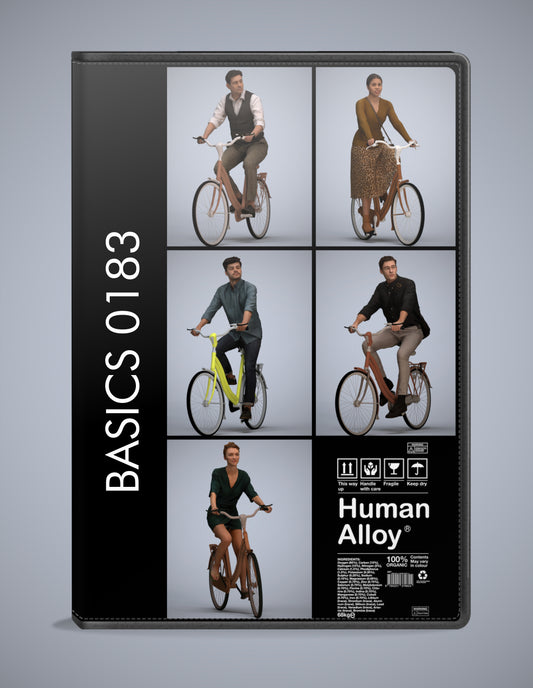 photogrammetry 3D people cycling collection, 5 realistic human models archviz FBX