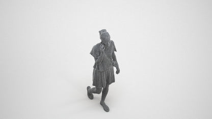 3D people model woman casual walking, scanned human for 3ds Max rendering, wireframe three-quarter view