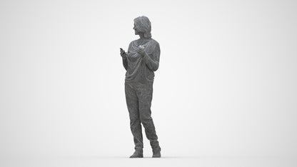 realistic 3D people woman casual walking, render-ready for V-Ray and Corona, FBX OBJ, wireframe back view