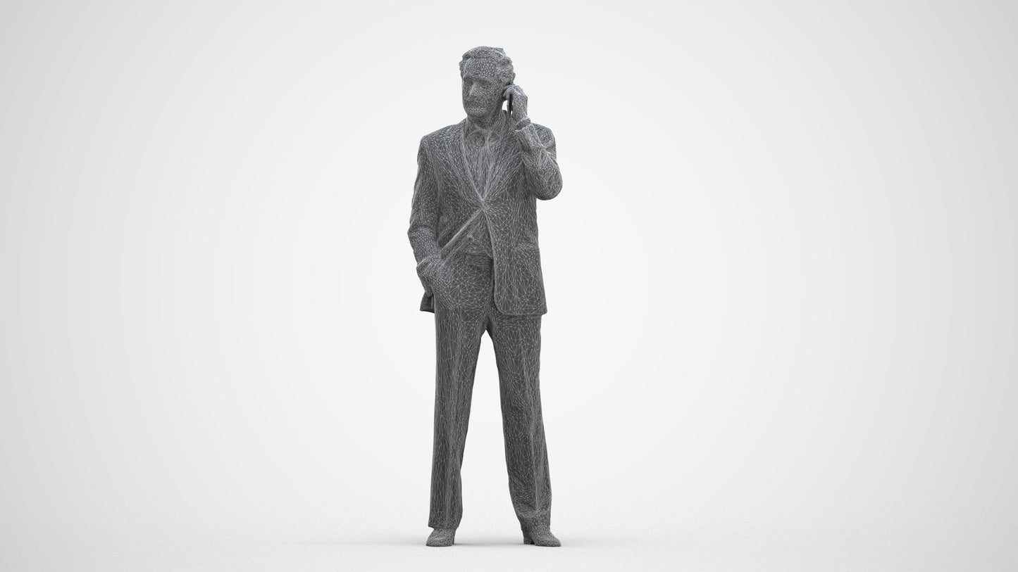 photogrammetry 3D man business standing, realistic human model archviz FBX, three-quarter front view render