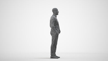realistic 3D people man business, render-ready for V-Ray and Corona, FBX OBJ, wireframe side view
