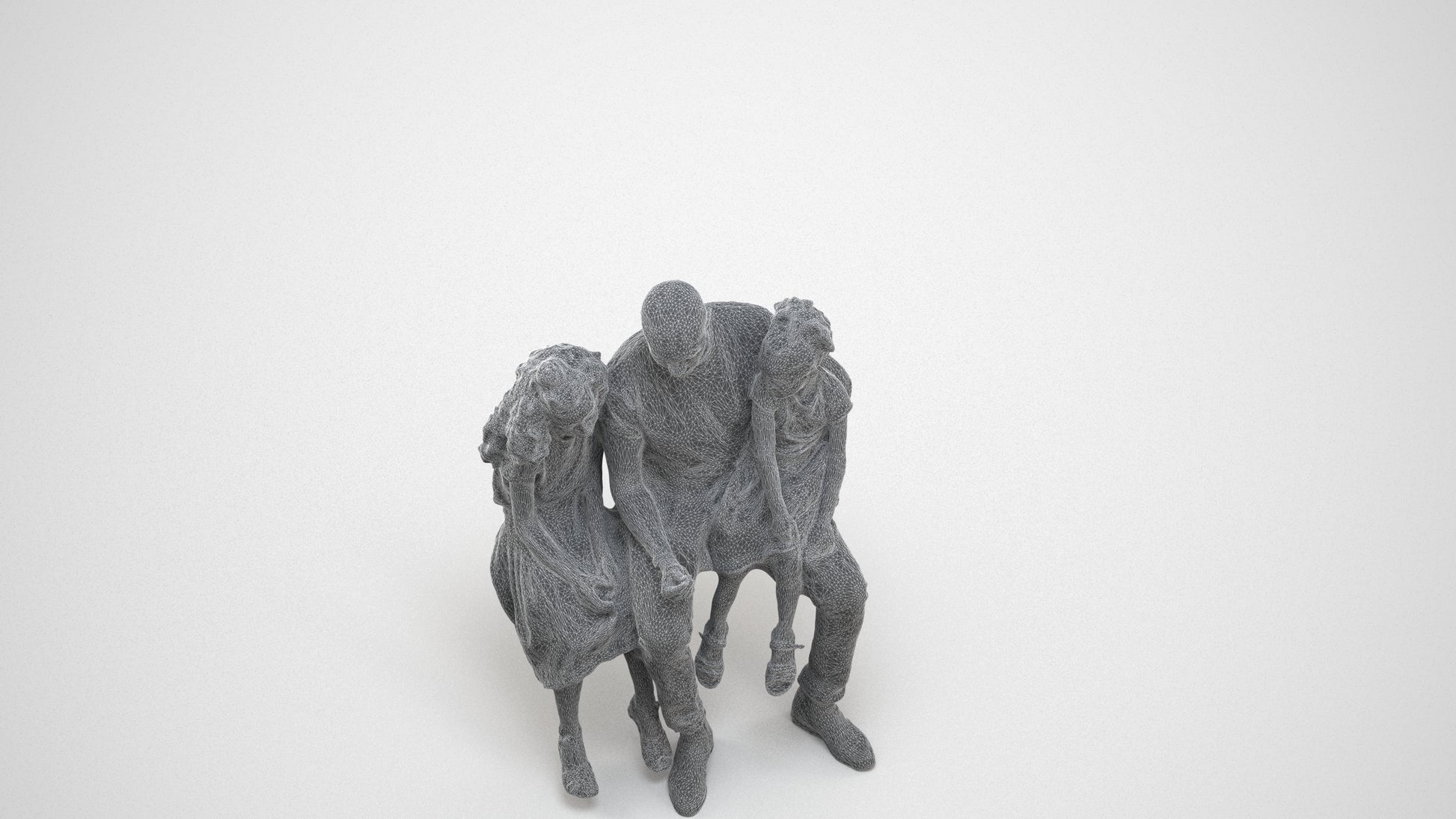 realistic 3D girl casual kids, scanned archviz people for Blender and 3ds Max, wireframe three-quarter view