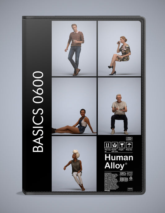 5x realistic 3D people sitting pack, scanned archviz collection for Blender and 3ds Max