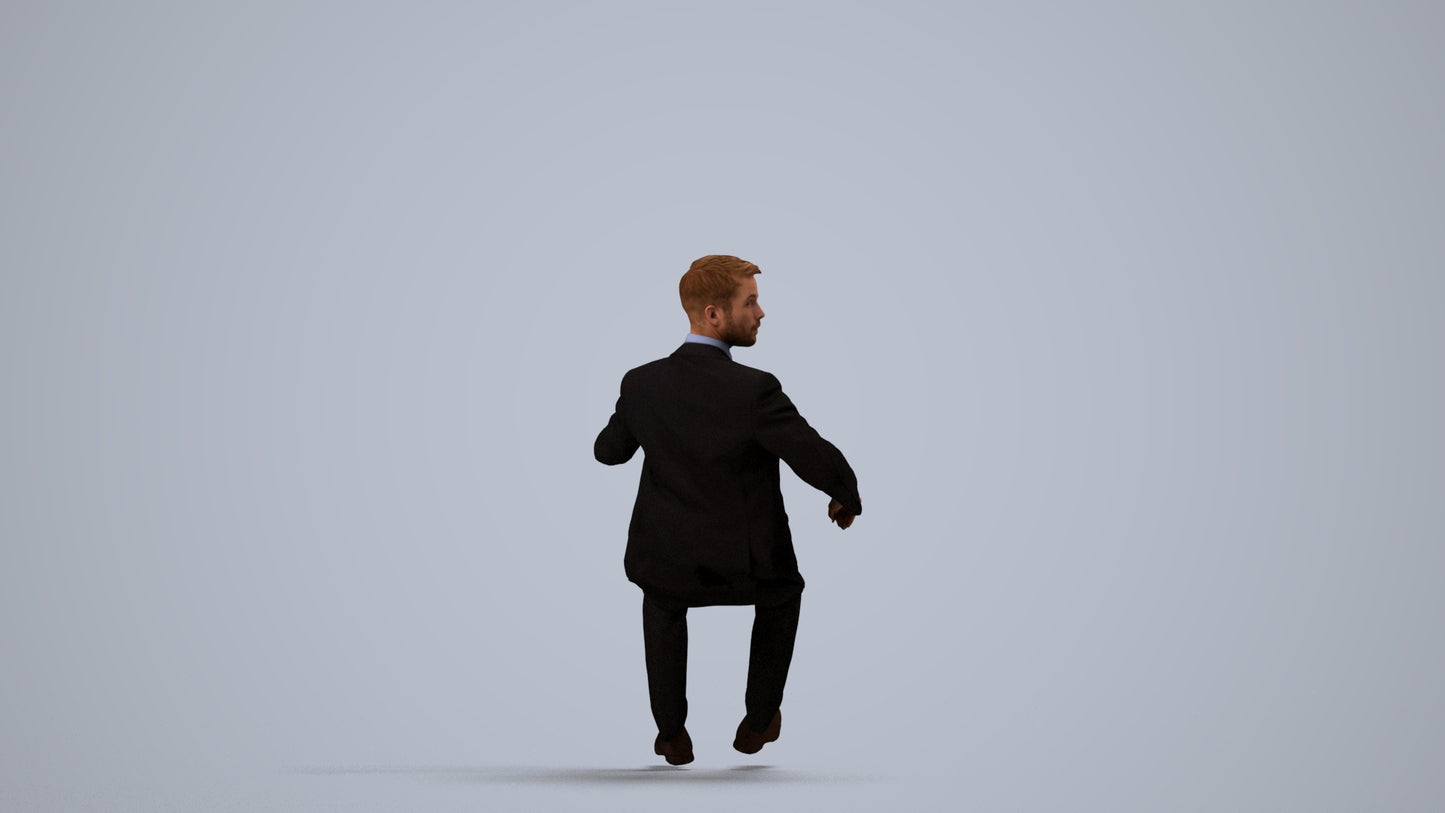 3D people model man business driving, scanned human for 3ds Max rendering, side view render