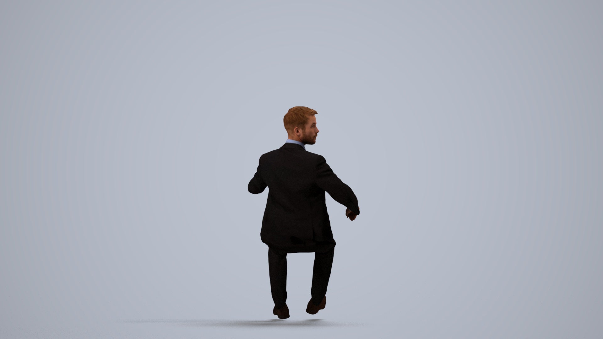 3D people model man business driving, scanned human for 3ds Max rendering, side view render