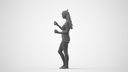 scanned 3D girl casual standing, photogrammetry people for Enscape and V-Ray, square thumbnail