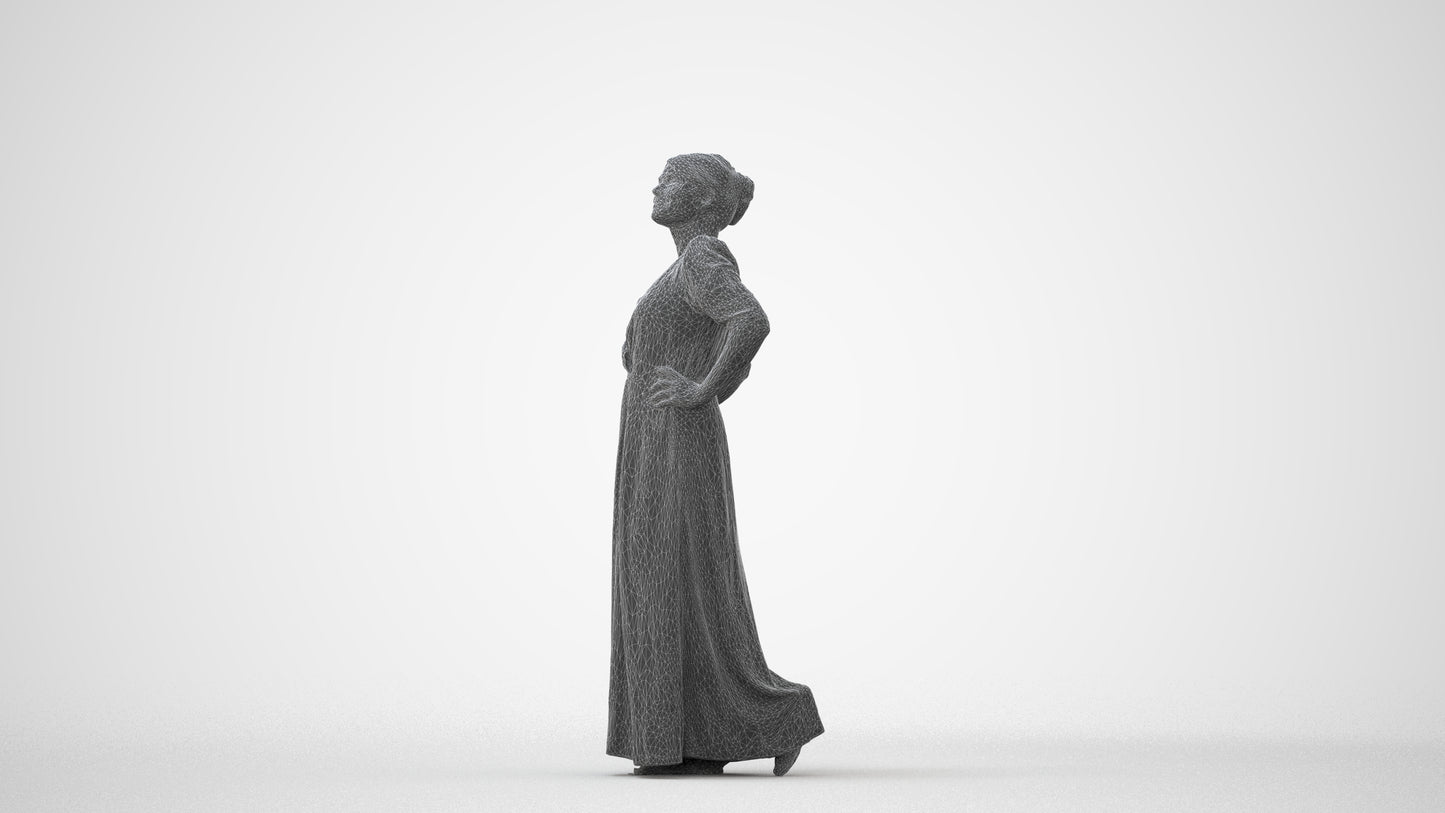 3D scanned woman standing casual, photorealistic archviz people for Enscape and SketchUp, square thumbnail
