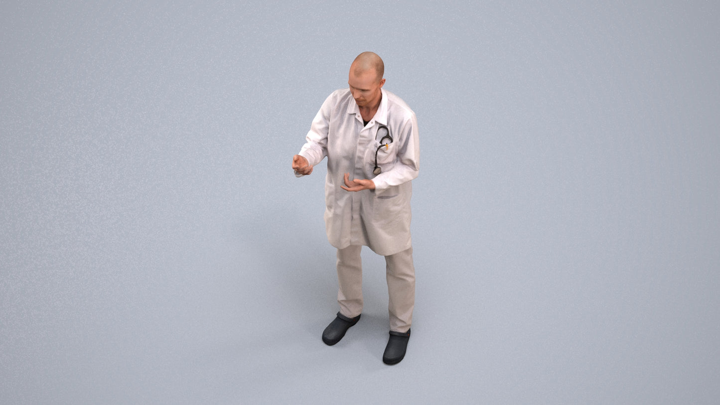 photogrammetry 3D man medical, realistic human model archviz FBX, back view render