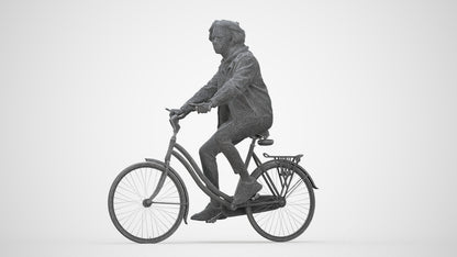 realistic 3D man casual cycling, scanned archviz people for Blender and 3ds Max, wireframe back view