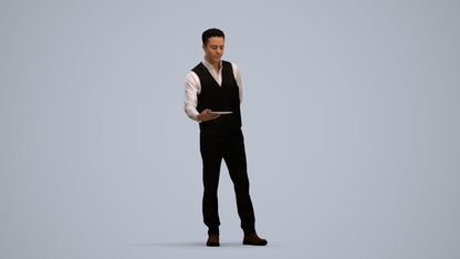 3D scanned man hospitality, photorealistic archviz people for Enscape and SketchUp, standing pose render