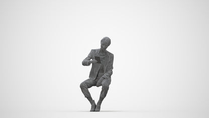 realistic 3D woman business sitting, scanned archviz people for Blender and 3ds Max, wireframe back view