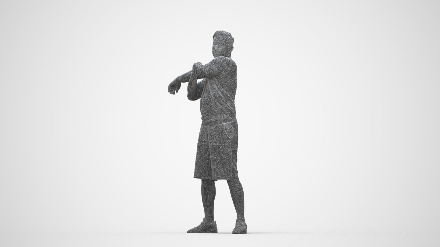 realistic 3D human man sport, archviz people FBX OBJ for Blender, wireframe back view