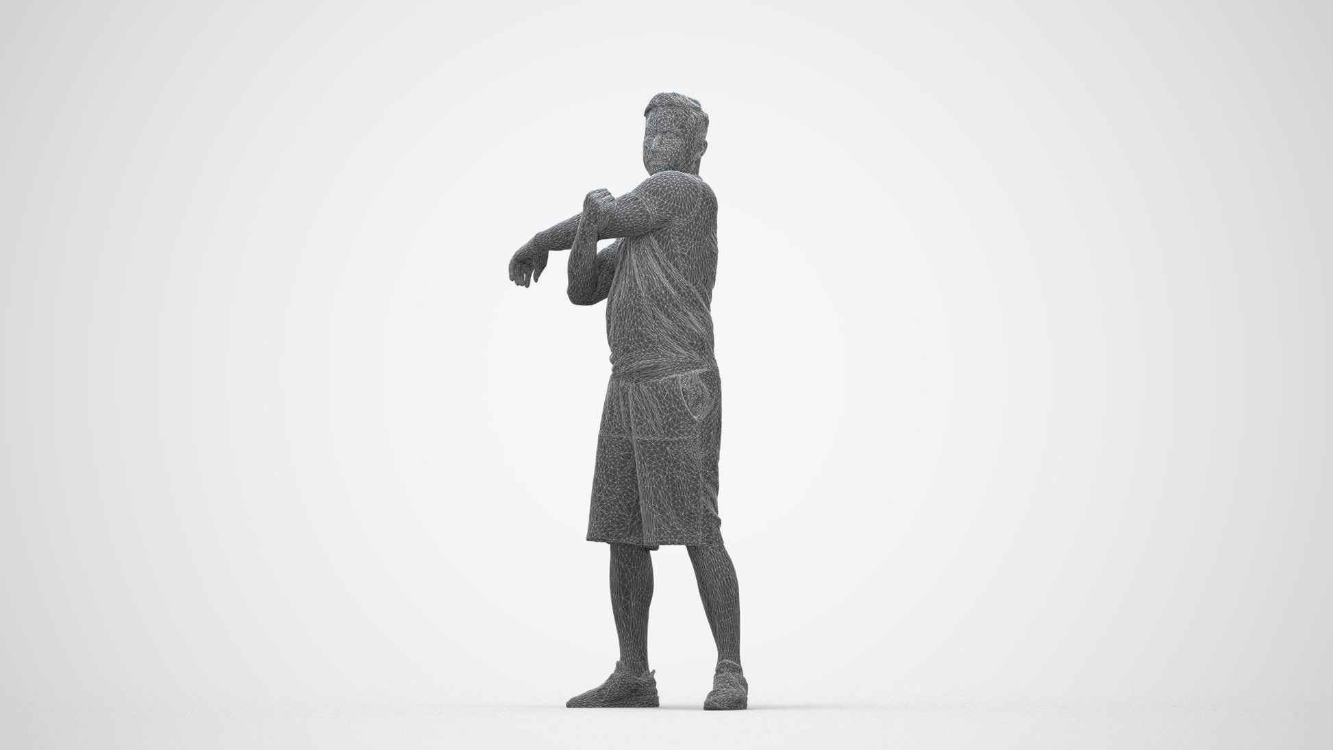 realistic 3D human man sport, archviz people FBX OBJ for Blender, wireframe back view