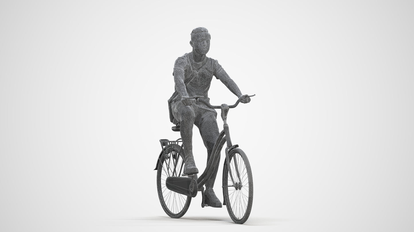 3D people model boy casual cycling, scanned human for 3ds Max rendering, three-quarter front view render