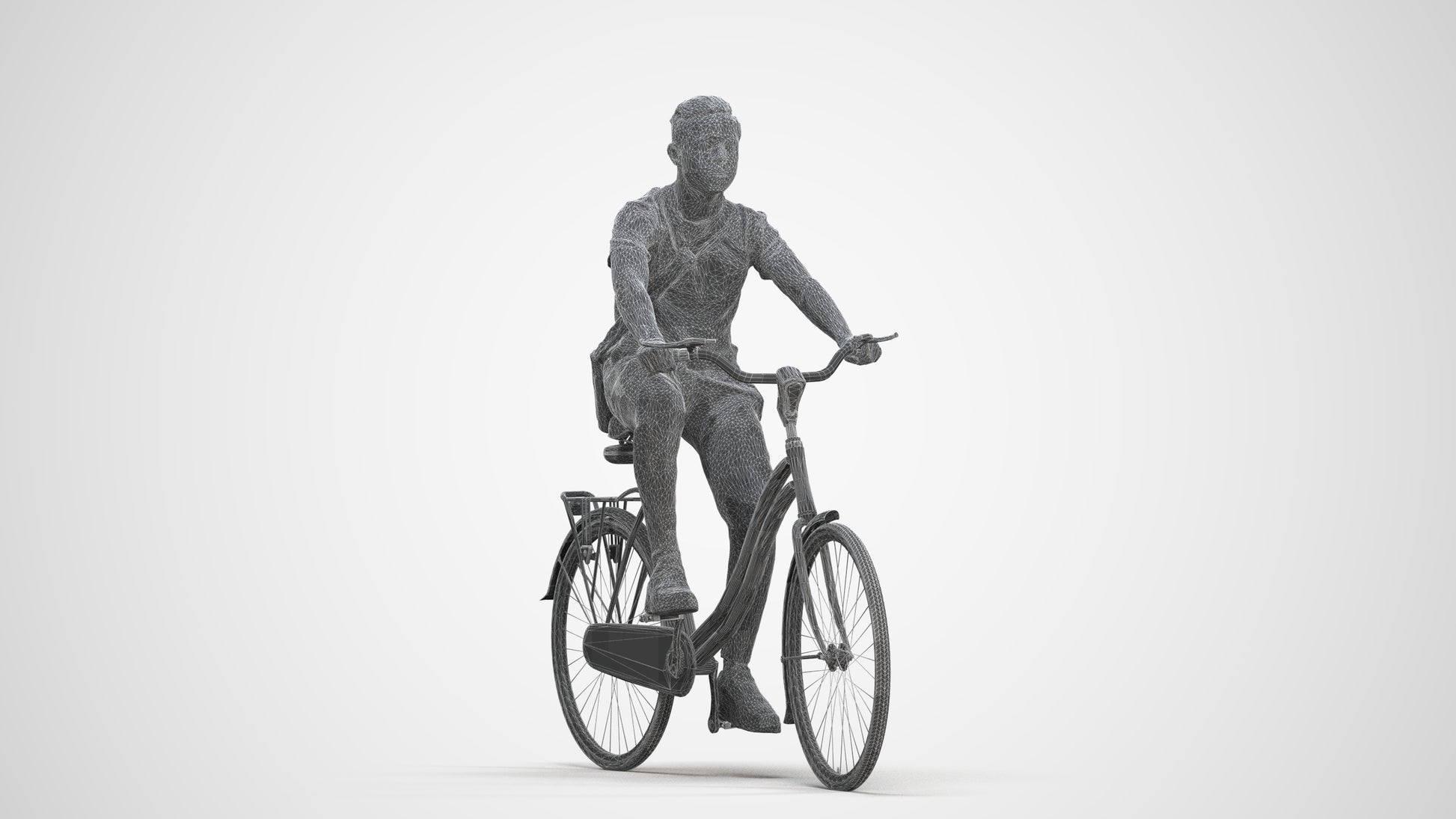 3D people model boy casual cycling, scanned human for 3ds Max rendering, three-quarter front view render