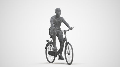 3D people model boy casual cycling, scanned human for 3ds Max rendering, three-quarter front view render
